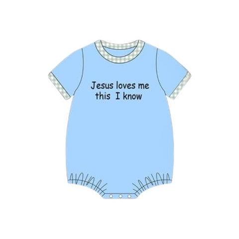 Preorder 11.20 MOQ 5 pcs SR3342 Jesus Loves Me This I Know Baby Boys Romper