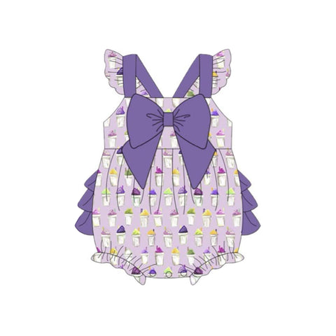 Preorder 11.20 MOQ 5 pcs SR3344 Drinks Purple Baby Girls Romper