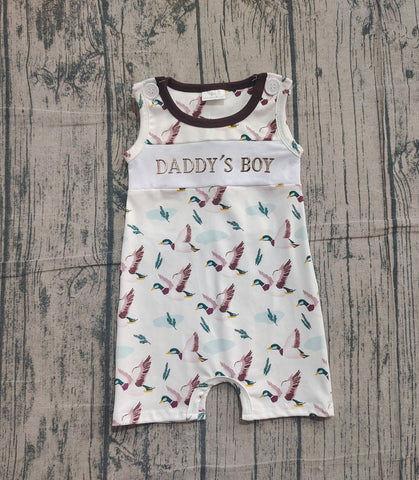 Preorder Samples SR3347 Daddy's Girl Mallard Ducks Bows Baby Boys Romper