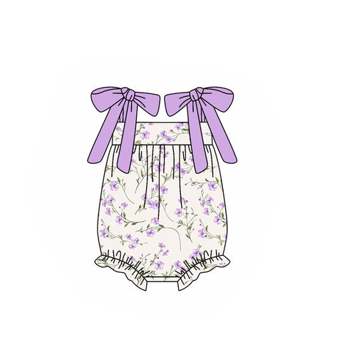 Preorder 11.23 MOQ 5 pcs SR3371 Flower Purple Baby Girls Romper
