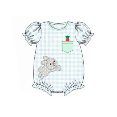 Preorder 11.25 MOQ 5 pcs SR3392 Easter Rabbit Green Baby Girls Romper
