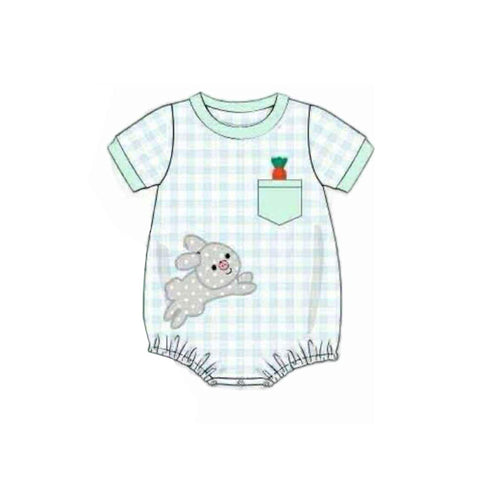 Preorder 11.25 MOQ 5 pcs SR3393 Easter Rabbit Green Baby Boys Romper