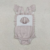 Embroidery Scallop Shells Kids Sibling Matching Clothes