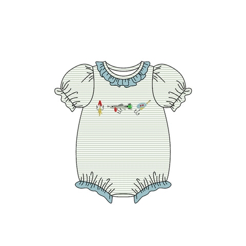 Preorder 11.25 MOQ 5 pcs SR3402 Fishing Hook Baby Girls Romper