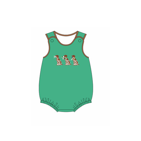 Preorder 11.25 MOQ 5 pcs SR3403 Mallard Ducks Dog Green Baby Boys Romper