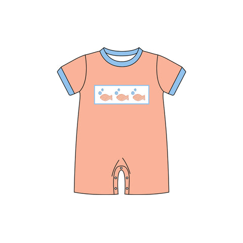 Preorder 11.25 MOQ 5 pcs SR3408 Fish Orange Stripe Baby Boys Romper