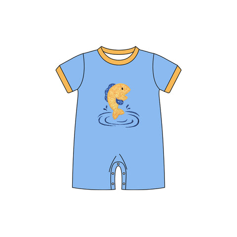 Preorder 11.25 MOQ 5 pcs SR3409 Fish Yellow Stripe Baby Boys Romper