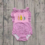 Preorder Samples SR3414 Embroidery Fishing Hook Baby Girls Romper