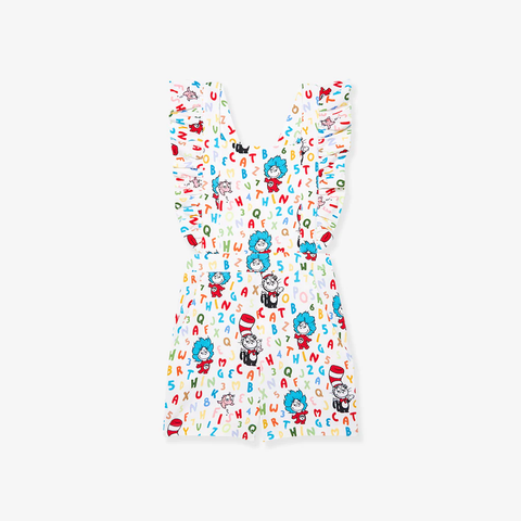 Preorder 11.28 MOQ 5 pcs SR3415 Cartoon Dr. Su Letters Baby Girls Romper