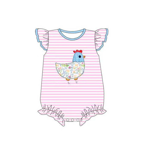 Preorder 11.28 MOQ 5 pcs SR3422 Chick Flower Pink Baby Girls Romper