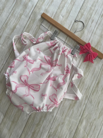 Preorder 11.29 MOQ 5 pcs SR3424 Bows Pink Baby Girls Romper