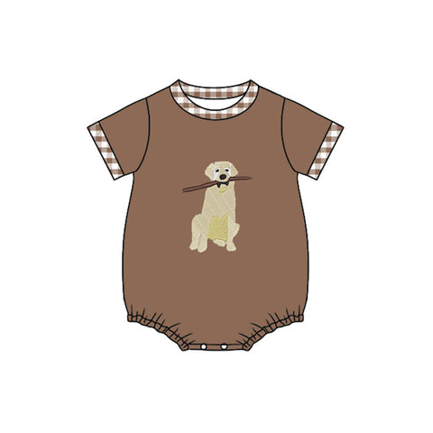 Preorder 12.01 MOQ 5 pcs SR3470 Dog Brown Baby Boys Romper