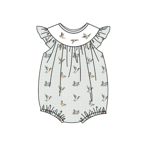 Preorder 12.01 MOQ 5 pcs SR3473 Mallard Ducks Baby Girls Romper