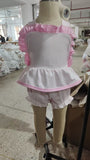 Preorder Samples SR3477 Embroidery Easter Rabbit Pink Baby Girls Romper