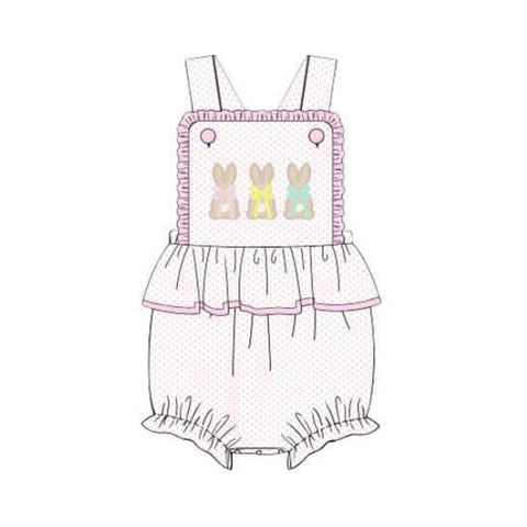 Preorder 12.04 MOQ 5 pcs SR3477 Easter Rabbit Pink Baby Girls Romper