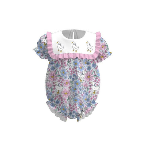 Preorder 12.05 MOQ 5 pcs SR3480 Goose Flower Baby Girls Romper