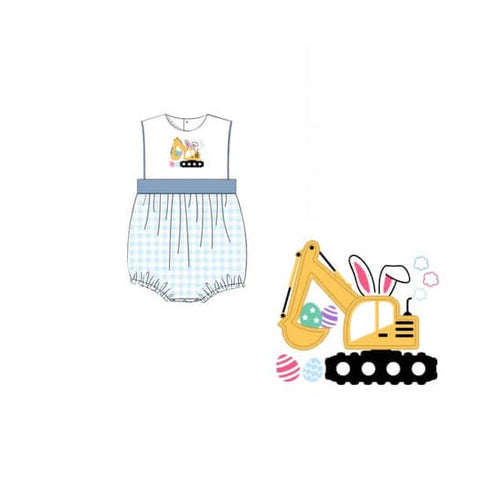 Preorder 12.06 MOQ 5 pcs SR3492 Easter Egg Truck Baby Boys Romper