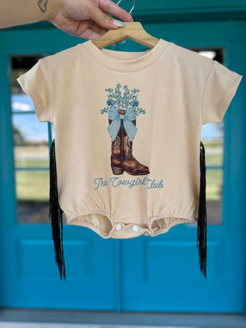 Preorder 12.07 MOQ 5 pcs SR3500 Western Cowgirl Tassel Baby Girls Romper