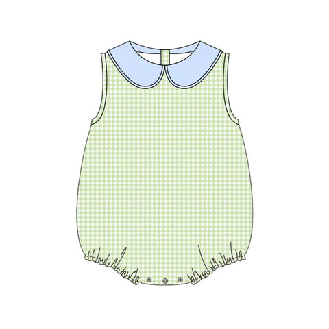 Preorder 12.08 MOQ 5 pcs SR3512 Green Plaid Baby Boys Romper