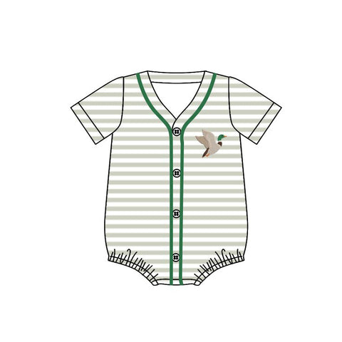 Preorder 12.11 MOQ 5 pcs SR3527 Mallard Ducks Stripe Baby Boys Romper