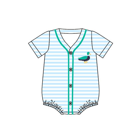 Preorder 12.11 MOQ 5 pcs SR3528 Mallard Ducks Stripe Baby Boys Romper