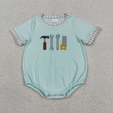 SR3541 Embroidery Tool Plaid Baby Boys Romper