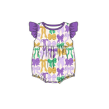 Preorder Samples SR3546 Mardi Gras Bows Baby Girls Romper