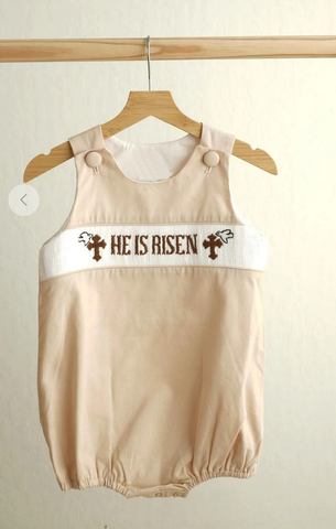 Preorder 12.14 MOQ 5 pcs SR3547 Easter He if Risen Baby Boys Romper