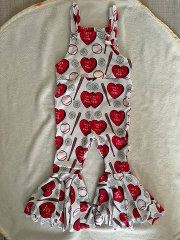 Preorder 12.14 MOQ 5 pcs Baseball Love Flower Girl's Jumpsuit