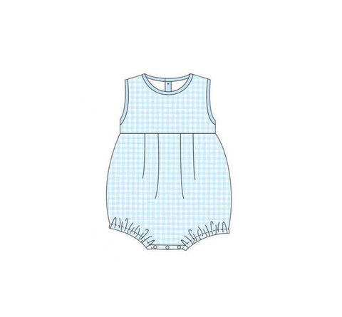 Preorder 12.14 MOQ 5 pcs SR3554 Blue Plaid Baby Boys Romper