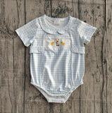 Preorder Samples SR3566 Easter Rabbit Plaid Baby Boys Romper