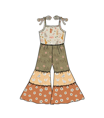 Preorder 12.19 MOQ 5 pcs Easter Rabbit Flower Girl's Jumpsuit