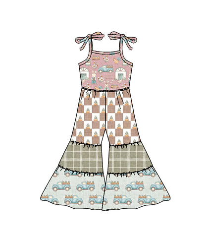 Preorder 12.19 MOQ 5 pcs Easter Carrot Rabbit Flower Girl's Jumpsuit