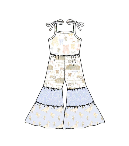 Preorder 12.19 MOQ 5 pcs Farm Flower Animals Girl's Jumpsuit