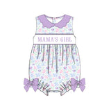 Preorder Samples SR3591 Embroidery MAMA'S BOY Purple Flower Baby Girls Romper