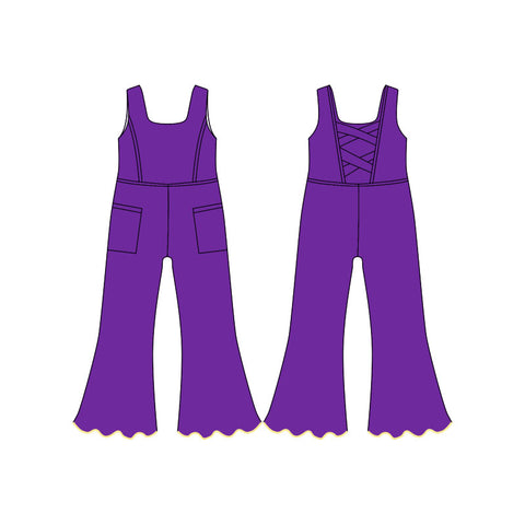 Preorder 12.20 MOQ 5 pcs SR3599 Purple Yoga Girl's Jumpsuit