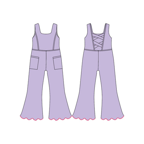 Preorder 12.20 MOQ 5 pcs SR3600 Light Purple Yoga Girl's Jumpsuit