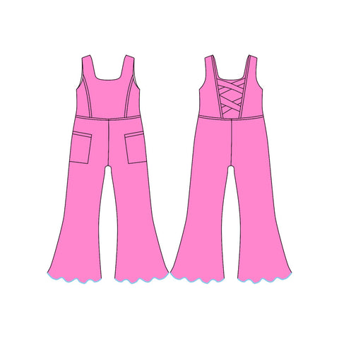 Preorder 12.20 MOQ 5 pcs SR3603 Pink Yoga Girl's Jumpsuit