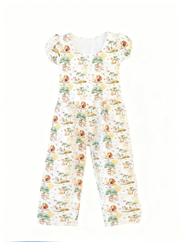 Preorder 12.22 MOQ 5 pcs Cartoon Lion Yellow Girl's Jumpsuit