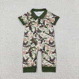SR3634 Mallard Ducks Green Baby Boys Romper