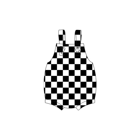 Preorder 12.22 MOQ 5 pcs SR3640 Plaid Black Baby Boys Romper