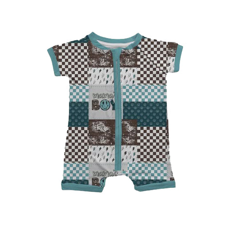 Preorder 12.22 MOQ 5 pcs SR3642 MAMA'S Plaid Baby Sleepers Romper