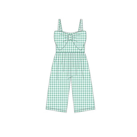 Preorder 12.27 MOQ 5 pcs Bows Mint Plaid Girl's Jumpsuit