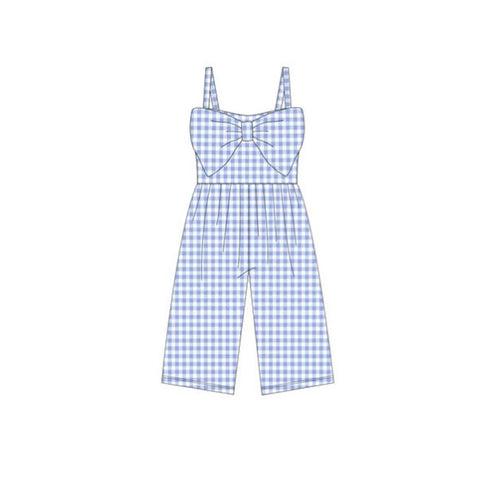 Preorder 12.27 MOQ 5 pcs Bows Blue Plaid Girl's Jumpsuit