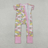 SR3715 Easter Rabbit Pink Baby Sleepers Footie Romper