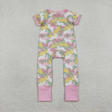 SR3715 Easter Rabbit Pink Baby Sleepers Footie Romper