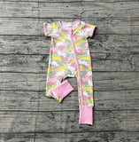 Preorder Samples SR3715 Easter Rabbit Pink Baby Sleepers Romper