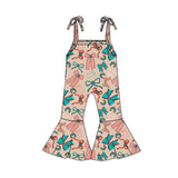 Preorder MOQ 5 pcs GLP3271 Turquoise Bows Girls Jumpsuit Set
