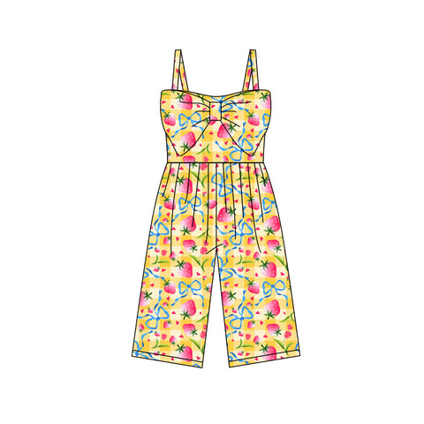 Preorder 01.11 MOQ 5 pcs SR3787 Strawberry Bows Yellow Girl's Jumpsuit