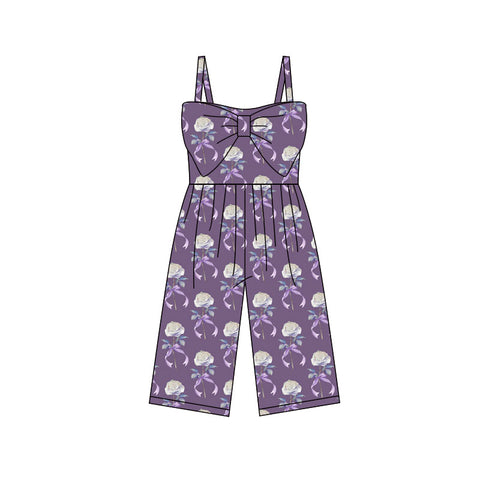 Preorder 01.11 MOQ 5 pcs SR3789 Flower Rose Bows Purple Girl's Jumpsuit